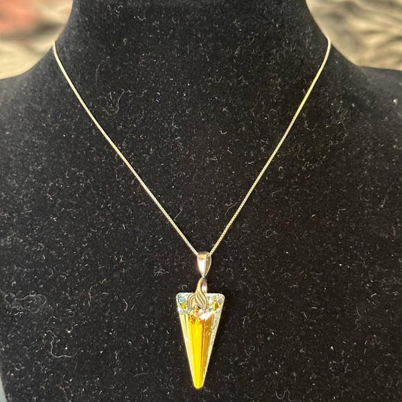 Hand Crafted Jewelry - 403. Spike Aurora Borealis pendant w/ .925 Sterling Silver Chain